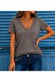Women's Short Sleeve V-Neck Viscose Blouse - 3