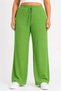 Battal Size Wrinkled Fabric Elastic Waist Lace-Up Wide Leg Palazzo Trousers - Green - 4