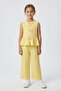 Yellow Zero Sleeve Bow Blouse Wide Leg Pants Girls' 2-Piece Set 24714