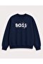 Printed Detailed Embroidered 2 Thread Crew Neck Sweatshirt