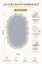 Gray Lace Non-Slip Leather Based Oval Bath Mat Washable Bathroom Set Botis - 3