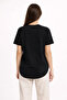 Women's Basic T-Shirt Short Sleeve Crew Neck Oval Cut T-Shirt - Black - 2