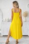 Women's Rope Strap Round Neck Long Viscose Dress with Pockets - 3
