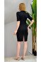 Women's short sleeve collared midi modal dress with belted waist - 3