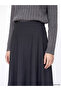 Lcw Modest Gray Flared Skirt with Zipper at the Waist - 4