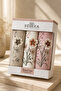 Lina Floral Embroidered 3-Piece Boxed Face Towel Set 30X50 cm Kitchen Towels