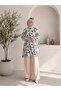 Women's Tunic Pants Suit in Viscose Fabric with Shirt Collar