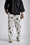Elastic Waist Pipe Leg Patterned Trousers