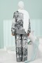 Black Patterned Tunic Trouser Suit - 4