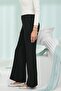 Black Elastic Waist Pocketed Spanish Flare Pants - 3
