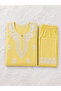 Yellow Chikankari Embroidered Cotton Kurta Set - CHK1010 | Yellow-Size:XL-42-Inches - 4