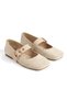 Beige Color Genuine Suede Leather Mary Jane Buckle Ballerina Shoes Maryka - 6