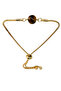 Natural Stone Tiger's Eye Beaded, Gold Color Bracelet Adjustable to Fit the Wrist.