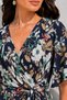 Women's Dress Long Patterned Short Sleeve Belted Double Breasted Collar Summer Viscose Dress - 3