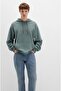 M0S10196 Logo Printed Hooded Men's Sweatshirt Green - 3
