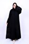 Elegant Black Abaya with Floral Embroidery Panels - 4