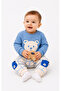 Baby Boy Teddy Bear Patterned Baby Set 100% Cotton Ribbed 2-Piece Top and Bottom Set 0-24 Months - 2