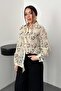 Women's Black Embroidered Oversize Shirt Collar Long Sleeve Buttoned Cotton Shirt - 2