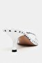 Promise White Polka Dot Patterned Pointed Toe Women's Thin Heeled Slippers - 8