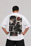 Unisex Oversize Japanese Samurai Printed White 100% Cotton T-Shirt - 3