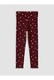 Özmarka New Season Burgundy Heart Patterned Girls' Ribbed Tights