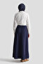 Flared Skirt with Stitching Detail in Navy Blue - 5