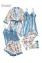 5-Pack Women's Pajama Sets Sweet Floral Printing Homewear Ladies Nightwear Silky Clothes Suits Sprin