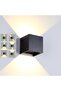 Waterproof IP65 LED Outdoor Wall Lamp, Adjustable Beam Angle Interior Exterior Lighting with Push Button Switch, Black