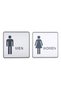 Women's and Men's Wc Directional Sign Set - 15X15 cm Embossed and Braille Alphabet Self-Adhesive Toilet Signage Set