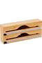 Aluminum foil dispenser, 2 rolls, drawer type, bamboo, height x width x depth: 14 x 33 x 7 cm, kitchen aluminum foil cutter, aluminum foil holder,...
