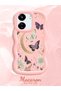 Poco C65 Compatible Wavy Frame Moon Butterfly and Flower Patterned Silicone Phone Case