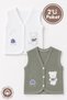 Unisex Baby Mushroom Teddy Bear Embroidered 100% Cotton 3-6-9 Months 2-Piece Combed Cotton Baby Vest