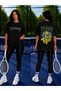 Unisex Oversize Tennis Printed T-Shirt 100% Cotton Tennis Themed Comfortable Fit Short Sleeve T-Shirt