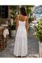 Women's Guipure Embroidered Italian Dress with Elastic Back and Lining - 2