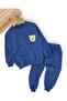 Boy's Slim Fit m Transitional Sweatsuit Set with Bear Embroidery and Grass Detail, Ages 2-3-4-5 - 2
