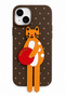 iPhone 13-14 Compatible Soft Touch Silicone Phone Case with Stand and 3D Cat Figure
