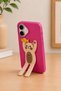 iPhone 14 Pro Max Soft Touch Silicone Phone Case with 3D Cat Figure and Stand - 3