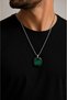 Men's Steel Necklace - Premium Quadrilateral Design with Malachite Stone Stainless Steel • Gift for Lover • Gift for Spouse Necklace - 3