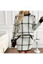 Women's Plaid Patterned Knitwear Double Set with Mini Skirt and Crew Neck Sweater Set - 5