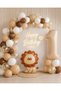 50-Piece Lion Themed 1St Birthday Balloon Set Beige Brown White Confetti Balloon Chain Skin Color 1 Foil Balloon