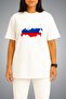 Oversize Russia Flag and Map Chest Printed Unisex T-Shirt - 2