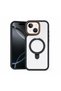 Apple iPhone 13 Compatible Case Magring Stand Silicone Case Black