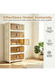 45cm Width 5 Layers Double Doors Transparent Panels with Oval Pattern Design White Handles Foldable Plastic Storage Cabinet with Wheels