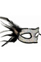 Black Color Side Feathered Sequin Embroidered Party Mask 23X12 cm - 2