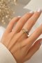 Women's Design Enamel Purple Tulip Flower Stone Ring Hand-Painted Adjustable Gold Color Jewelry - 3