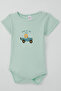 Boy's Snap Fastener Short Sleeve Bodysuit with Adventurer Lion Print, 1-3 Years Old, Water Green - 3