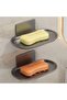 Soap Dish - 2-Piece Wall Mount Soap Holder for Shower, Non-Drilling, Suitable for Bathroom and Kitchen (Gray) - 2