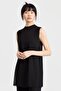 Chiffon Front Sleeveless Combed Cotton Undergarment - Black - 2