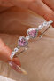 Pink Heart Princess Model Silver Color Handcuff Bracelet - 3