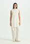 Chiffon Front Sleeveless Combed Cotton Undergarment - Ecru